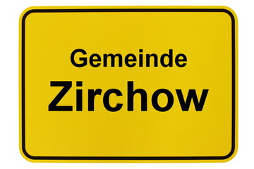 Illustration eines Ortsausgangsschildes der Gemeinde Zirchow in Mecklenburg-Vorpommern