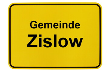 Illustration eines Ortsausgangsschildes der Gemeinde Zislow in Mecklenburg-Vorpommern