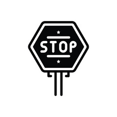 Black solid icon for stop sign