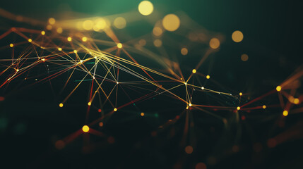 Abstract colorful business connection of lines from nodes It is connected to endless nodes and represents the innovation of communication in the network with black background