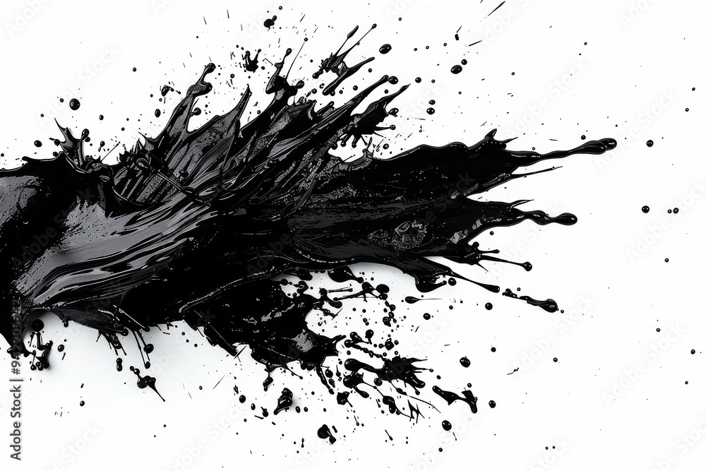 Aufkleber uhd 4k resolution featuring sharp focus on black ink splatter and brushstroke textures in a minimali