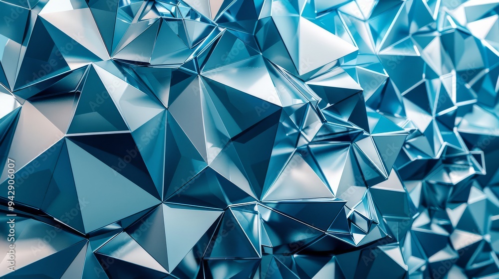 Poster geometric shapes form an abstract diamond texture wallpaper in blue tones, displayed in uhd 4k resol