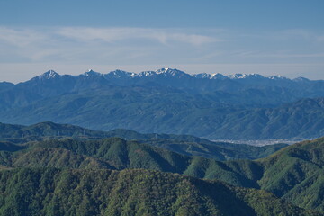 美ヶ原の王ヶ鼻より南アルプスを望む