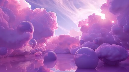 Captivating abstract scenery with sharp focus on purple cumulus clouds, designed for a UHD 4K aesthetic.