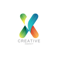 Colorful Creative Agency Logo With Gradient Letter X Design

