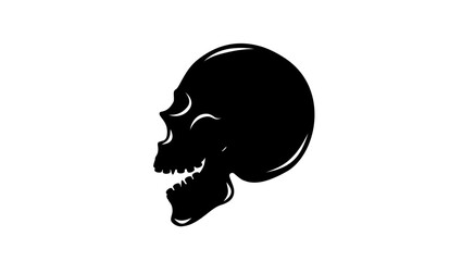 human skull smile, black isolated silhouette