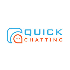 Quick chatting logo design with messaging icon and location marker for communication
