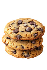 Chocolate Chip Cookies Isolated on White Background