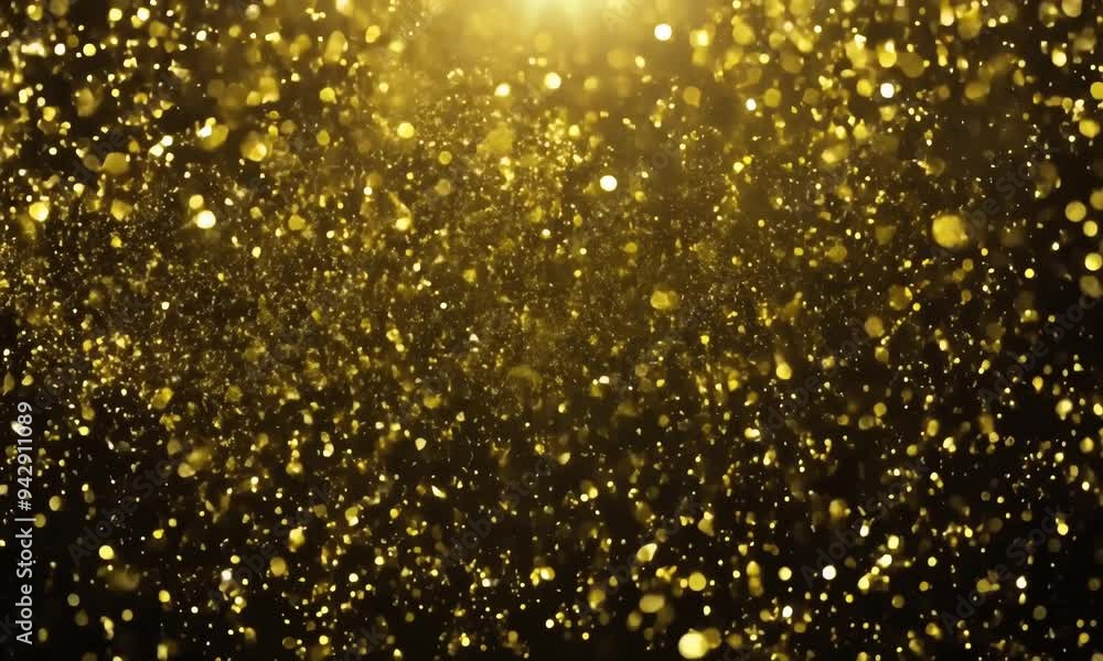 Poster a mesmerizing display of golden particles swirling in the air, creating a magical atmosphere filled 