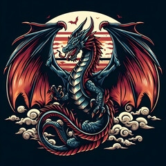 Fototapeta premium Dragon illustration Dragon poster Dragon banner Dragon logo