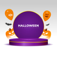 Vector illustration of Happy Halloween Sale social media feed template