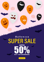 Vector illustration of Happy Halloween Sale social media feed template