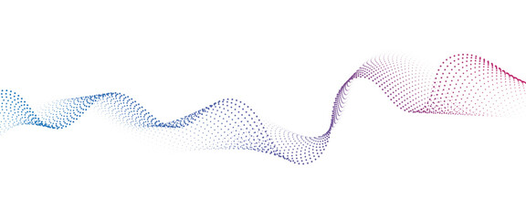 Flowing Dot Wave halftone gradient pattern on transparent background	
