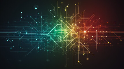 Fototapeta premium Abstract colorful business connection of lines from nodes It is connected to endless nodes and represents the innovation of communication in the network with black background