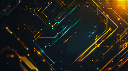 Fototapeta premium Abstract colorful business connection of lines from nodes It is connected to endless nodes and represents the innovation of communication in the network with black background