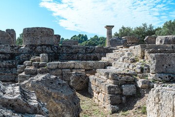 Ancient Greek ruins under clear skies. Echoes of Antiquity