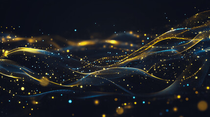 Abstract colorful business connection of lines from nodes It is connected to endless nodes and represents the innovation of communication in the network with black background