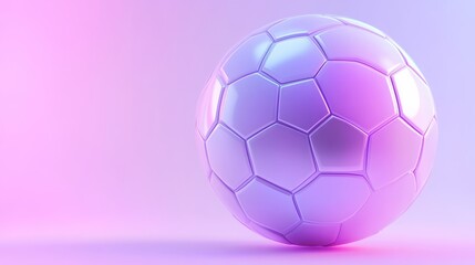 Fototapeta premium A soccer ball with a pink background. The ball is the main focus of the image. The pink background creates a soft and calming atmosphere