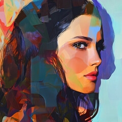 Naklejka premium A digital art gallery featuring AI-generated paintings.