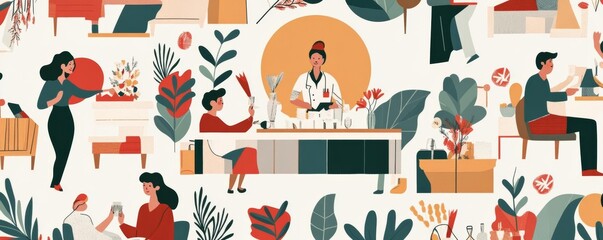 Design a vibrant pattern featuring an Event Planner with circle behind