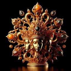 Fototapeta premium gold crown and world's most rare gemstones hand crafted. generative AI tools
