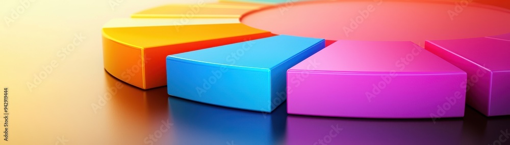 Poster a vibrant and colorful abstract design featuring geometric shapes arranged in a circular pattern, pe