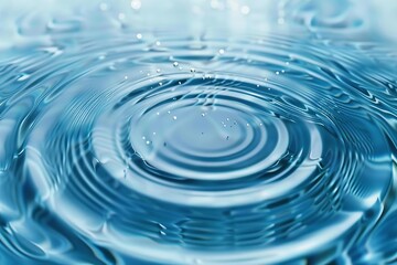 Softly defocused transparent blue water texture featuring gentle splashes and bubbles.