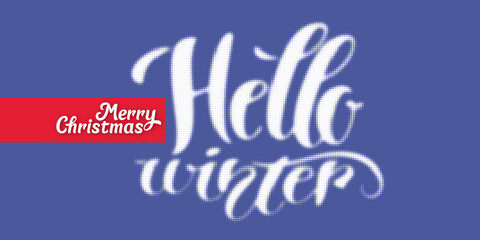 Halftone background. An illustration of round particles. The dots form images. Vector graphics. A Christmas card with the inscription Hello winter.