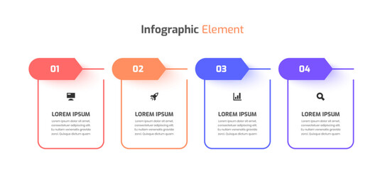 Minimal Business Infographic Template Thin Line with Arrow Label Icon and 4 Number for Presentation