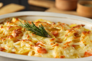Concept of tasty and delicious homemade food - potato casserole