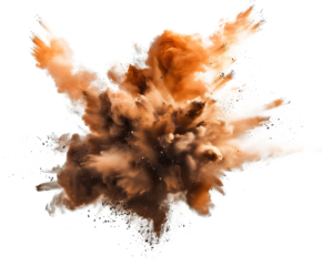 Realistic dust explosion on a transparent background