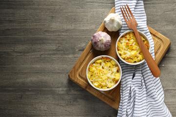 Concept of tasty and delicious homemade food - potato casserole