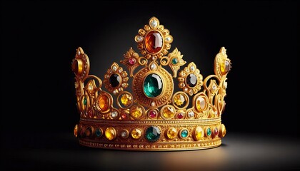 Obraz premium gold crown and world's most rare gemstones hand crafted. generative AI tools