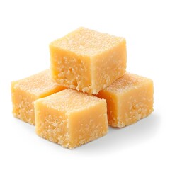 Closeup of Perfectly Crafted Indian Dessert Mysore Pak on White Background