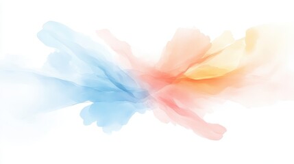 Obraz premium A colorful painting of a rainbow with a blue and orange stripe. The painting is abstract and has a sense of movement
