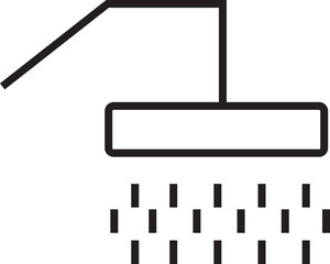 Shower Head vector for Adverts. Suitable for books, stores, shops. Taking bath shower icon sign. Bathroom shower pictogram symbol in trendy black Outline style isolated on transparent background.