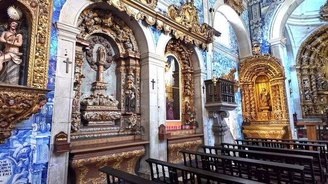 Interior of Church of Misericordia in Viana do Castelo city in Portugal