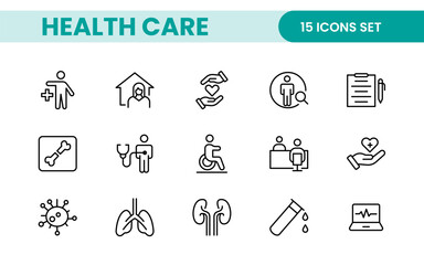 Fototapeta premium Healthcare, Medical and Medicine related editable line icon set. modern icon illustration collection.
