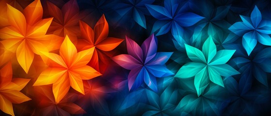 Obraz premium Vibrant abstract floral patterns in warm and cool hues, perfect for creative design projects, backgrounds, and digital art, Ideal for web design, presentations, and decorative graphics,