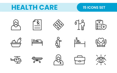Healthcare, Medical and Medicine related editable line icon set. modern icon illustration collection.