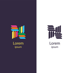 Colorful abstract logo with a geometric, wing-like design. Perfect for business branding, creative industries, modern startups, and innovative visual identities. Available in vector format.