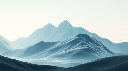 Fototapeta premium Stunning alpine mountain with rolling hills in the foreground, plenty of copy space available.
