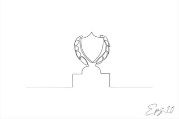continuous line vector illustration of people sport championship trophy