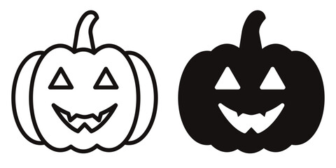 A set of pumpkin icons for Halloween isolated on a white background.