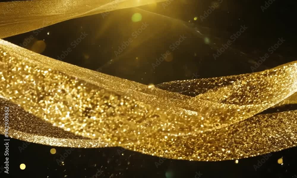 Aufkleber a mesmerizing dance of golden sparkles and light in a darkened setting, creating an enchanting atmos