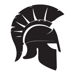 Simple flat gladiator helmet icon, black vector illustration on white background