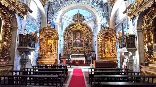 Interior of Church of Misericordia in Viana do Castelo city in Portugal