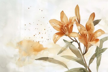 Watercolor Olive-Brown and Gold Minimalist: 'Consider the Lilies' Inspirational Quote Illustration