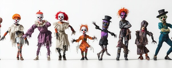 Attractive mockup template for diverse rag clowns and voodoo dolls.