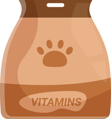 Brown vitamins for pets food packaging with paw print icon
